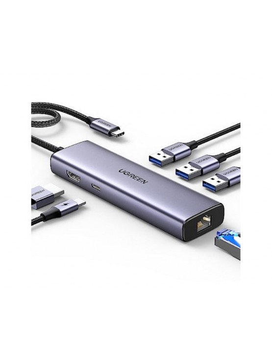 USB ჰაბი: UGREEN CM512 15598 Type-C Hub Grey