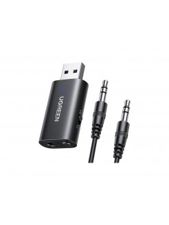 ბლუთუზი: UGREEN CM523 USB 2.0 to 3.5mm Bluetooth Transmitter/Receiver Adapter Black - 60300