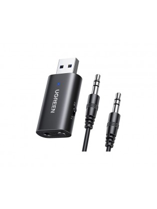 ბლუთუზი: UGREEN CM523 USB 2.0 to 3.5mm Bluetooth Transmitter/Receiver Adapter Black - 60300