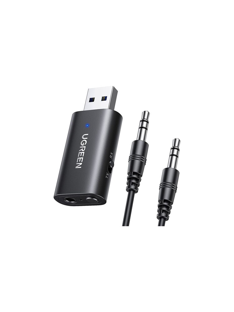 ბლუთუზი: UGREEN CM523 USB 2.0 to 3.5mm Bluetooth Transmitter/Receiver Adapter Black - 60300