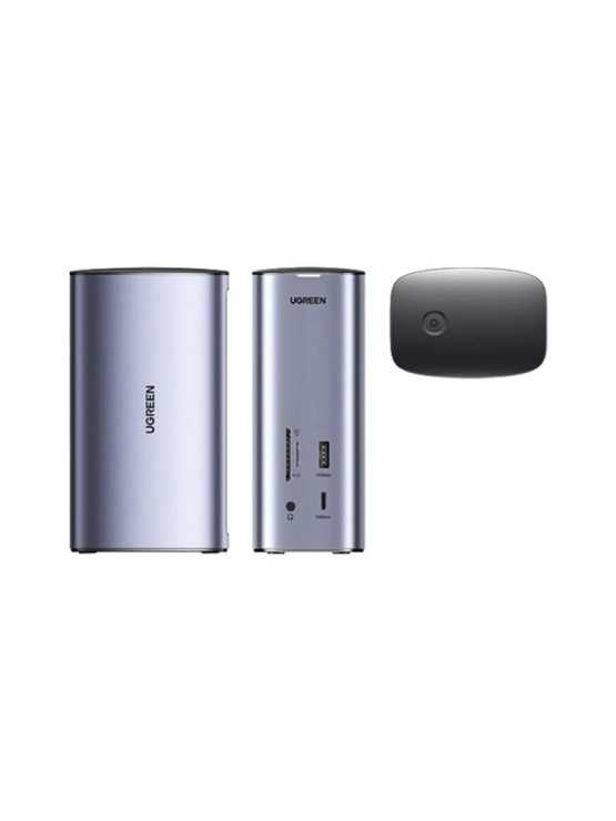 USB ჰაბი: UGREEN CM555 USB Type-C Docking Station HDMI USB Ethernet SD/TF 3.5mm Gray - 90325