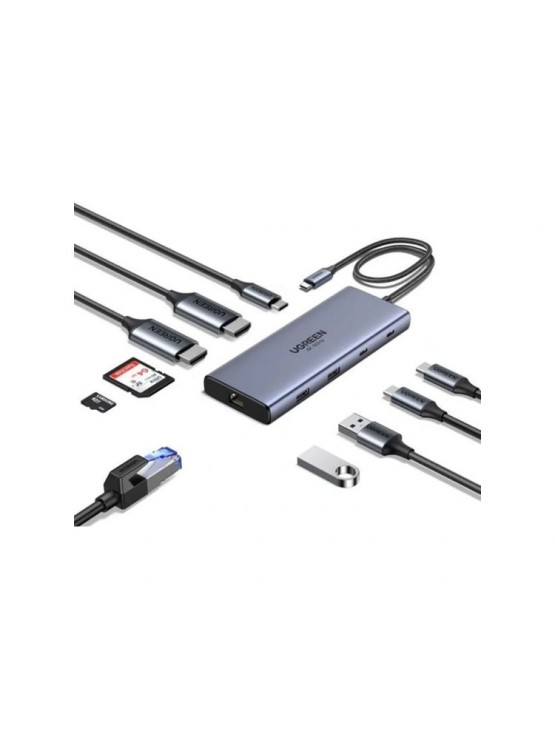 USB ჰაბი: UGREEN CM639 10-in-1 USB-C Hub Grey - 45380