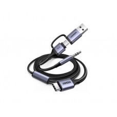 აუდიო ადაპტერი: UGREEN CM772 60W 2-in-1 Audio Charger Adapter And AUX 1.5m Black/Grey - 45009