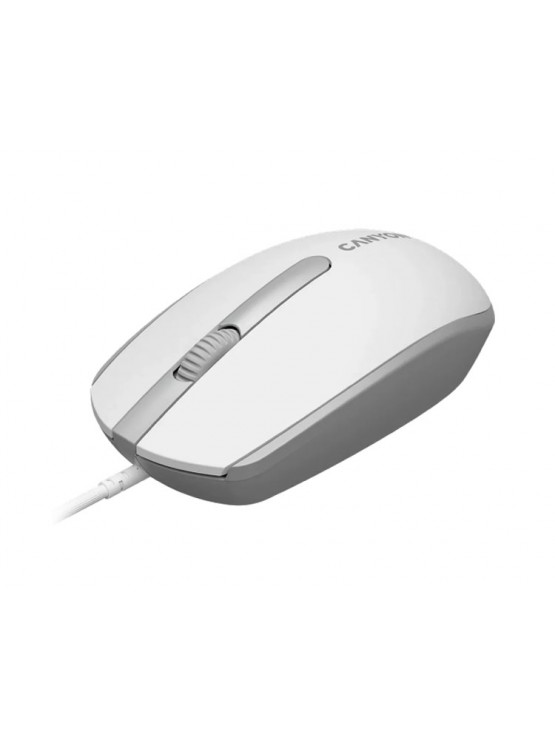 მაუსი: Canyon M-10 Wired Mouse With a Smooth Sliding Effect White/Grey - CNE-CMS10WG