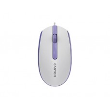 მაუსი: Canyon M-10 Wired Mouse With a Smooth Sliding Effect White/Lavender - CNE-CMS10WL