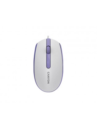 მაუსი: Canyon M-10 Wired Mouse With a Smooth Sliding Effect White/Lavender - CNE-CMS10WL
