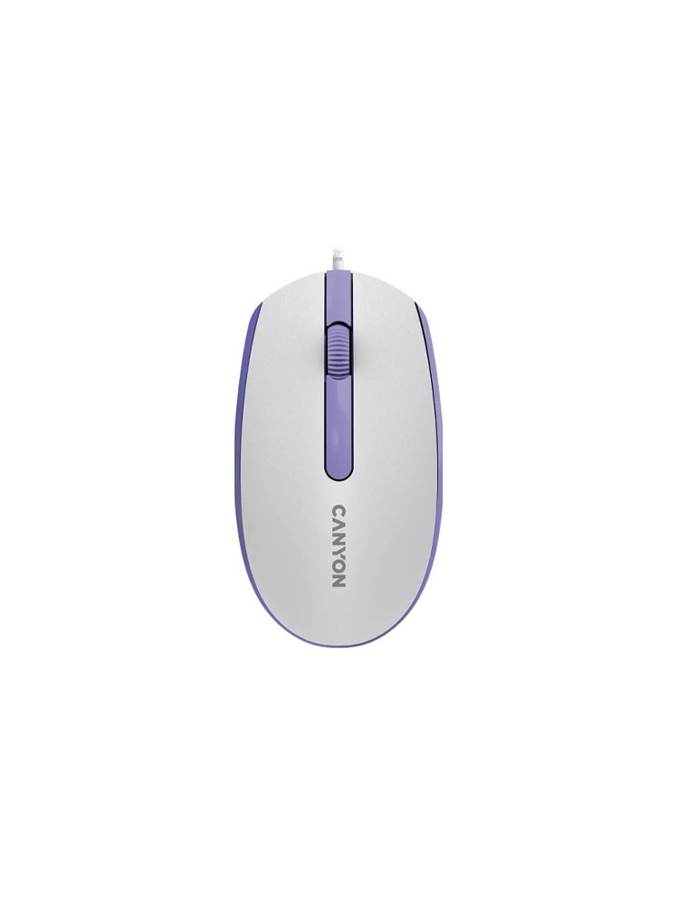 მაუსი: Canyon M-10 Wired Mouse With a Smooth Sliding Effect White/Lavender - CNE-CMS10WL