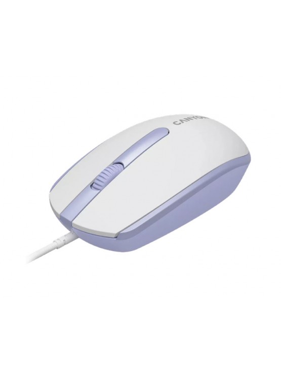 მაუსი: Canyon M-10 Wired Mouse With a Smooth Sliding Effect White/Lavender - CNE-CMS10WL