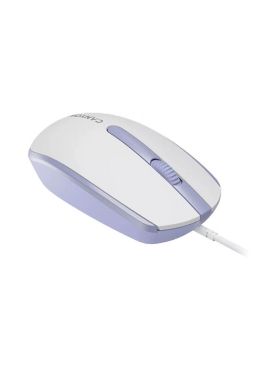 მაუსი: Canyon M-10 Wired Mouse With a Smooth Sliding Effect White/Lavender - CNE-CMS10WL