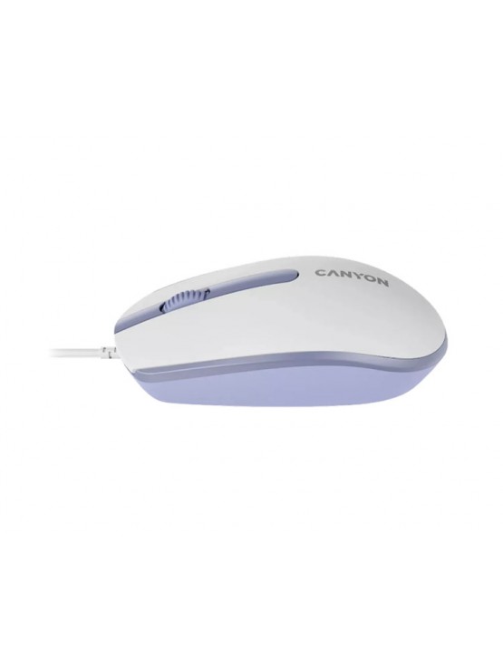 მაუსი: Canyon M-10 Wired Mouse With a Smooth Sliding Effect White/Lavender - CNE-CMS10WL