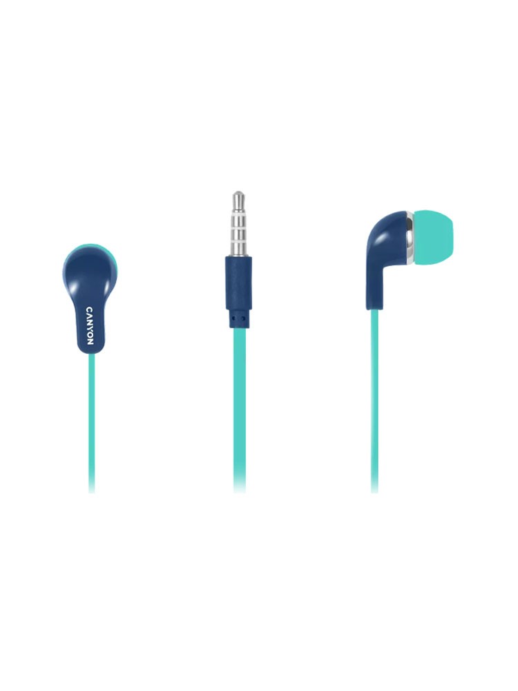 ყურსასმენი: Canyon EPM-02 Colourful Stereo Earphones With Mic Blue/Green - CNS-CEPM02GBL