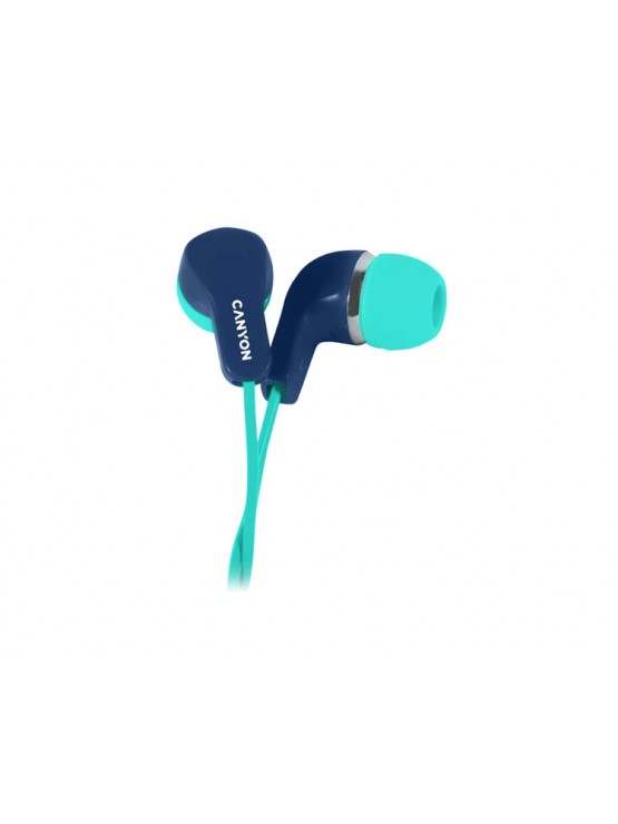 ყურსასმენი: Canyon EPM-02 Colourful Stereo Earphones With Mic Blue/Green - CNS-CEPM02GBL