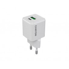 დამტენი: Canyon CU20AC USB/USB-C GaN Fast Wall Charger 20W White - CNS-CUW20AC