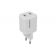 დამტენი: Canyon CU35CC 2xUSB-C GaN Fast Wall Charger 35W White - CNS-CUW35CC