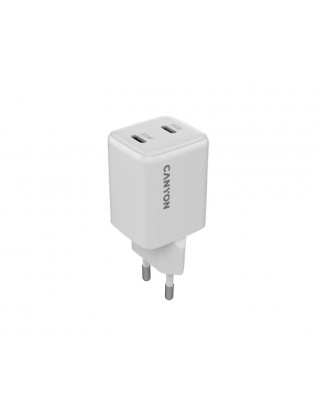 დამტენი: Canyon CU35CC 2xUSB-C GaN Fast Wall Charger 35W White - CNS-CUW35CC