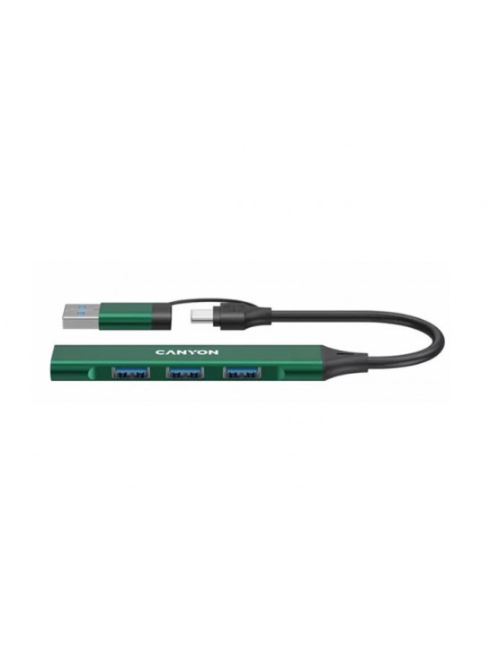 USB ჰაბი: Canyon DS-02 4 Port USB-C Hub Green - CNS-TDS02GR