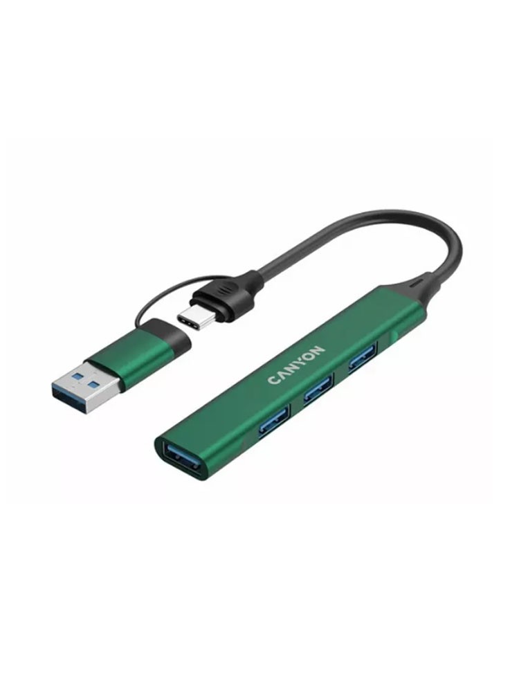 USB ჰაბი: Canyon DS-02 4 Port USB-C Hub Green - CNS-TDS02GR