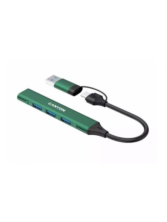 USB ჰაბი: Canyon DS-02 4 Port USB-C Hub Green - CNS-TDS02GR