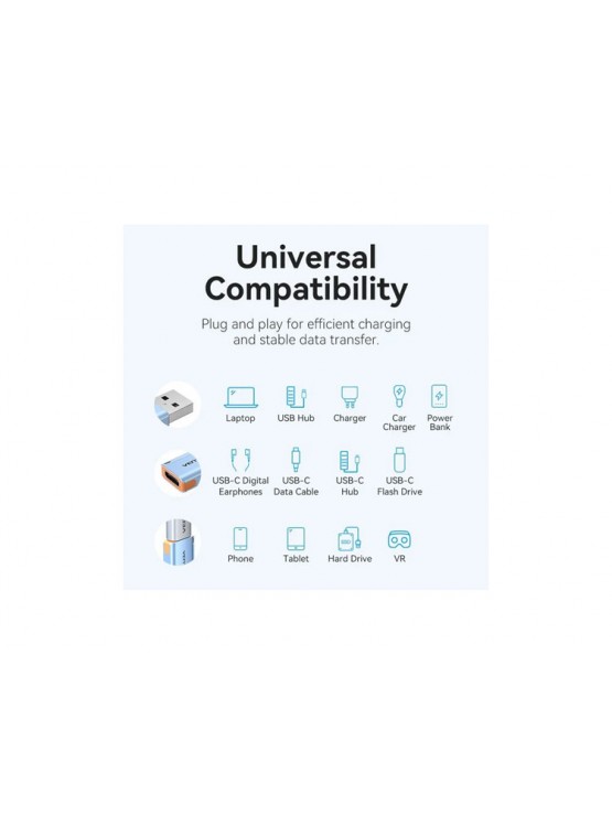 ადაპტერი: Vention CUAH0 USB 3.1 to USB-C Adapter 10Gbps Data Transfer Gray Aluminum
