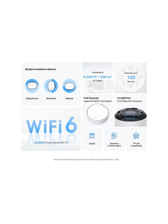 როუტერი: TP-Link Deco X50-PoE (1-pack) AX3000 Whole Home Mesh WiFi 6 System