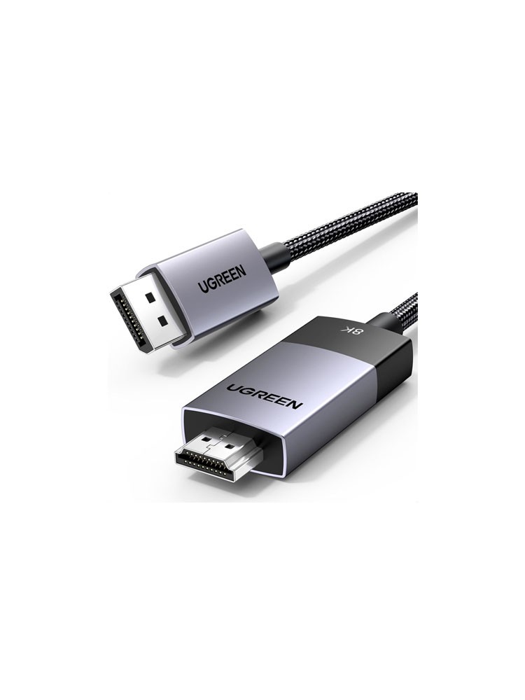კაბელი: UGREEN DP115 8K/60Hz DisplayPort to HDMI Cable 2m Grey - 80397