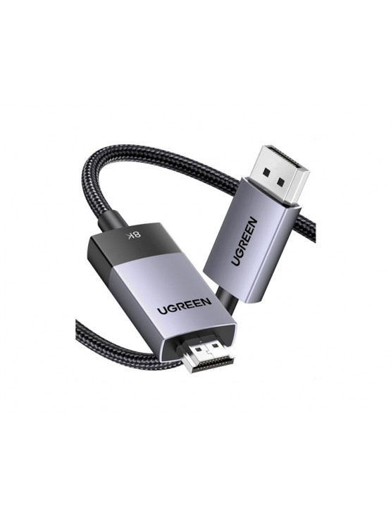 კაბელი: UGREEN DP115 8K/60Hz DisplayPort to HDMI Cable 2m Grey - 80397