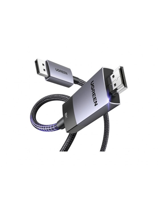 კაბელი: UGREEN DP115 8K/60Hz DisplayPort to HDMI Cable 2m Grey - 80397