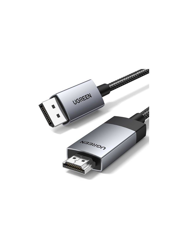 კაბელი: UGREEN DP119 4K/60Hz DP to HDMI Cable 2m Grey/Black - 15774