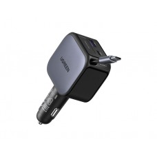 მანქანის დამტენი: UGREEN EC602 60W Car Charger With Retractable Type-C Cable Grey - 55212B