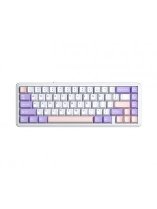 კლავიატურა: AULA F65 Wireless Mechanical Keyboard Pink/White/Purple (Nimbus switch)