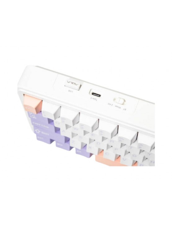 კლავიატურა: AULA F65 Wireless Mechanical Keyboard Pink/White/Purple (Nimbus switch)