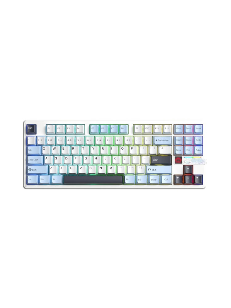 კლავიატურა: AULA F87 PRO V2 Tri-Mode RGB Mechanical Keyboard Whire Light Blue/White/Dark Purple (Star Vector Switch)