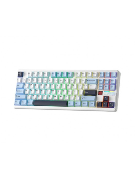 კლავიატურა: AULA F87 PRO V2 Tri-Mode RGB Mechanical Keyboard Whire Light Blue/White/Dark Purple (Star Vector Switch)