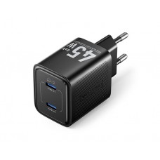დამტენი: Vention FEFB0-EU 2-Port USB-C GaN Charger (45W/45W) EU-Plug Black