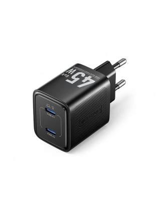 დამტენი: Vention FEFB0-EU 2-Port USB-C GaN Charger (45W/45W) EU-Plug Black