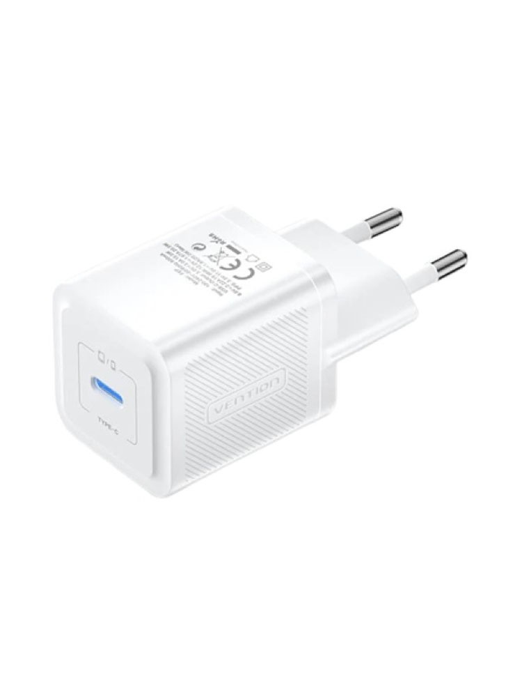 დამტენი: Vention FEPW0-EU 1-Port USB-C GaN Charger 20W EU-Plug White