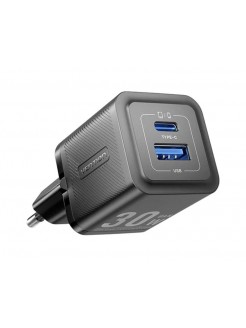 დამტენი: Vention FEQB0-EU 2-Port USB/USB-C GaN Charger (30W/30W) EU-Plug Black