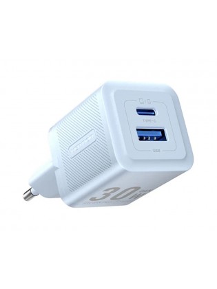 დამტენი: Vention FEQL0-EU 2-Port USB/USB-C GaN Charger (30W/30W) EU-Plug Lake Blue