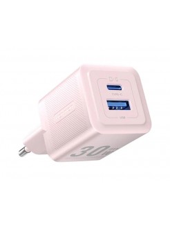 დამტენი: Vention FEQP0-EU 2-Port USB (C+A) GaN Charger (30W/30W) EU-Plug Pink