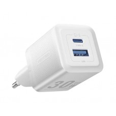 დამტენი: Vention FEQW0-EU 2-Port USB (C+A) GaN Charger (30W/30W) EU-Plug White