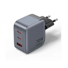 დამტენი: Vention FEXH0-EU 2xUSB-C/USB-A GaN Charger (70W+70W+22.5W) Gray