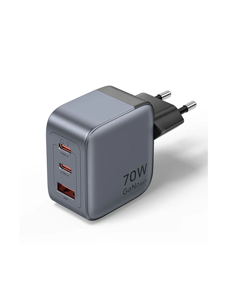 დამტენი: Vention FEXH0-EU 2xUSB-C/USB-A GaN Charger (70W+70W+22.5W) Gray