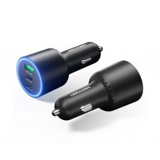 დამტენი: Vention FFPB0 2xUSB-C/USB-A (100W+65W+30W) Car Charger Black