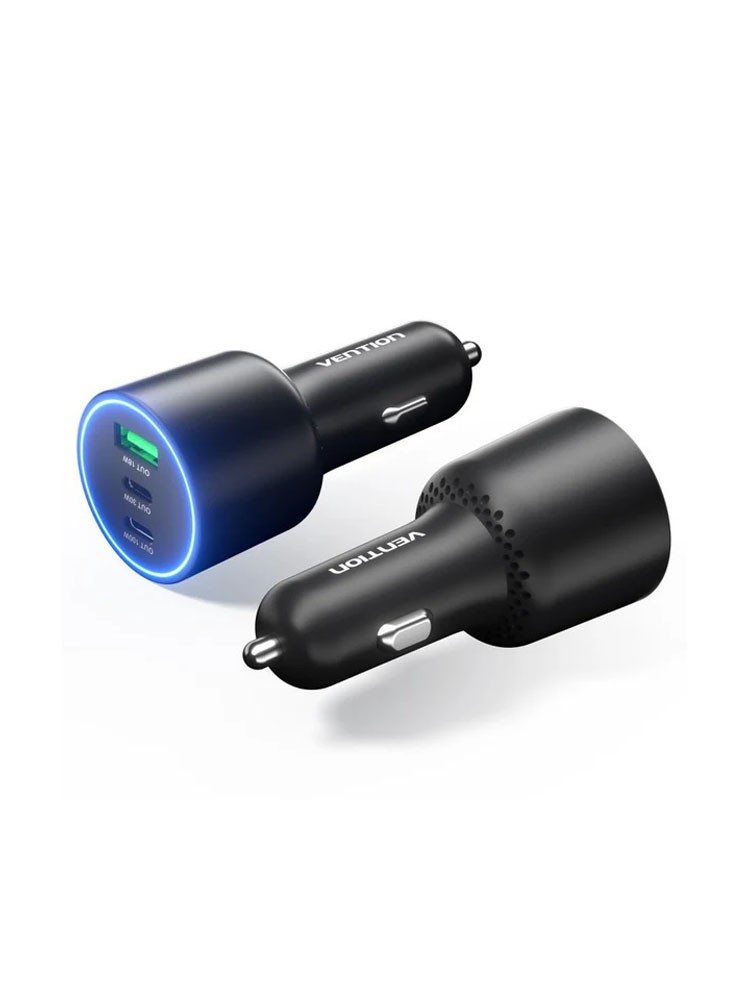 დამტენი: Vention FFPB0 2xUSB-C/USB-A (100W+65W+30W) Car Charger Black