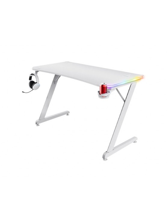 გეიმერული მაგიდა: Trust GXT 709W Luminus RGB Gaming Desk White - 25328