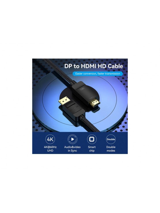 კაბელი: Vention HFKBG 4K/60Hz DP to HDMI Cable 1.5m Black