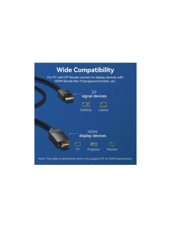 კაბელი: Vention HFKBG 4K/60Hz DP to HDMI Cable 1.5m Black