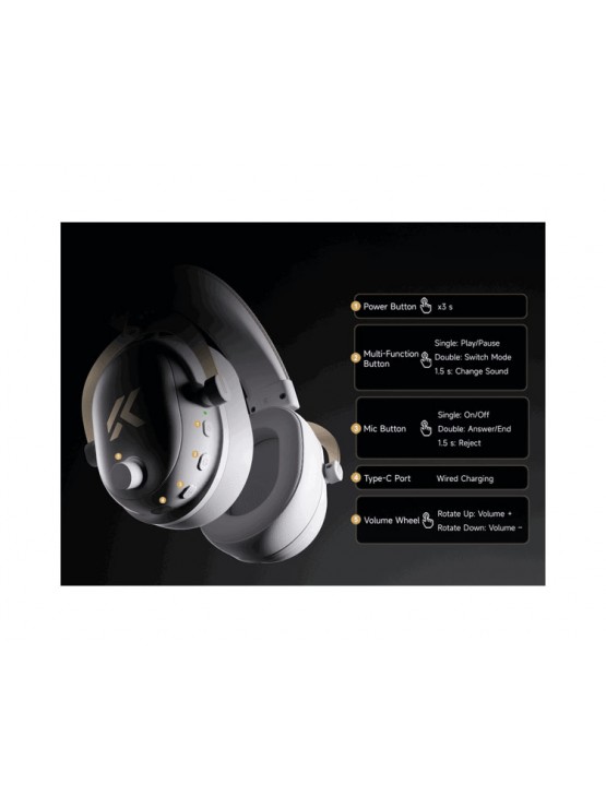 ყურსასმენი: Mchose V9 Turbo+ Wireless Gaming Headset with Magnetic Charging Dock Icy White - HW-V9-11