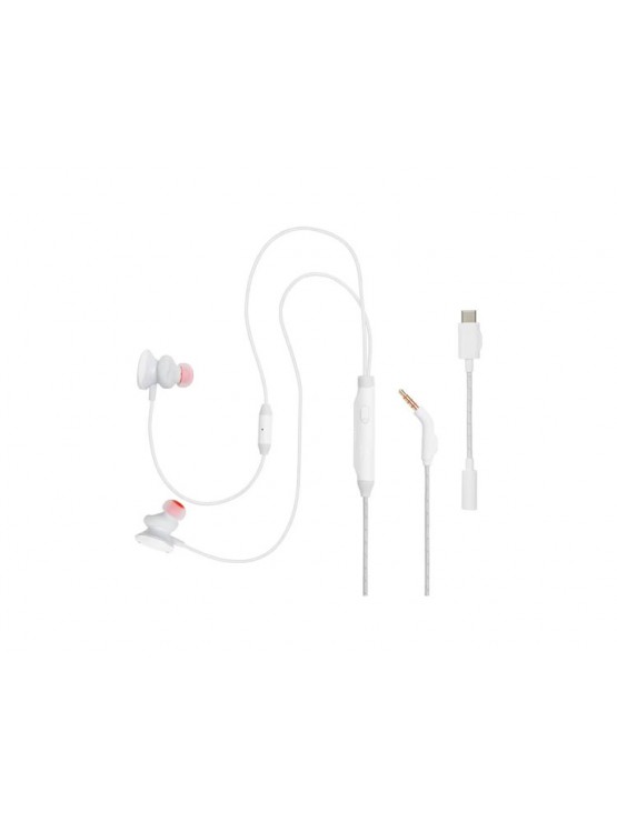 ყურსასმენი: JBL Quantum 50C In-Ear gaming Headset With USB-C Adapter White - JBLQTUM50CWHT
