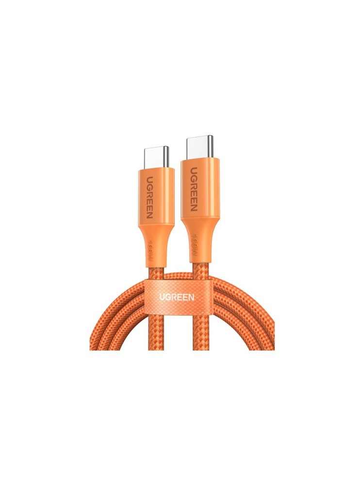 კაბელი: UGREEN L502 100W Type-C To Type-C PD Fast Charging Braided Cable 1m Orange - 95493